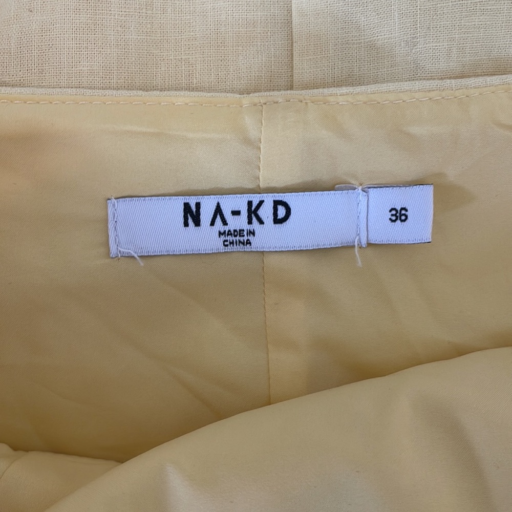 NA-KD Linen Yellow Mini Dress | Size 36 (US - Small) - Picture 14 of 16